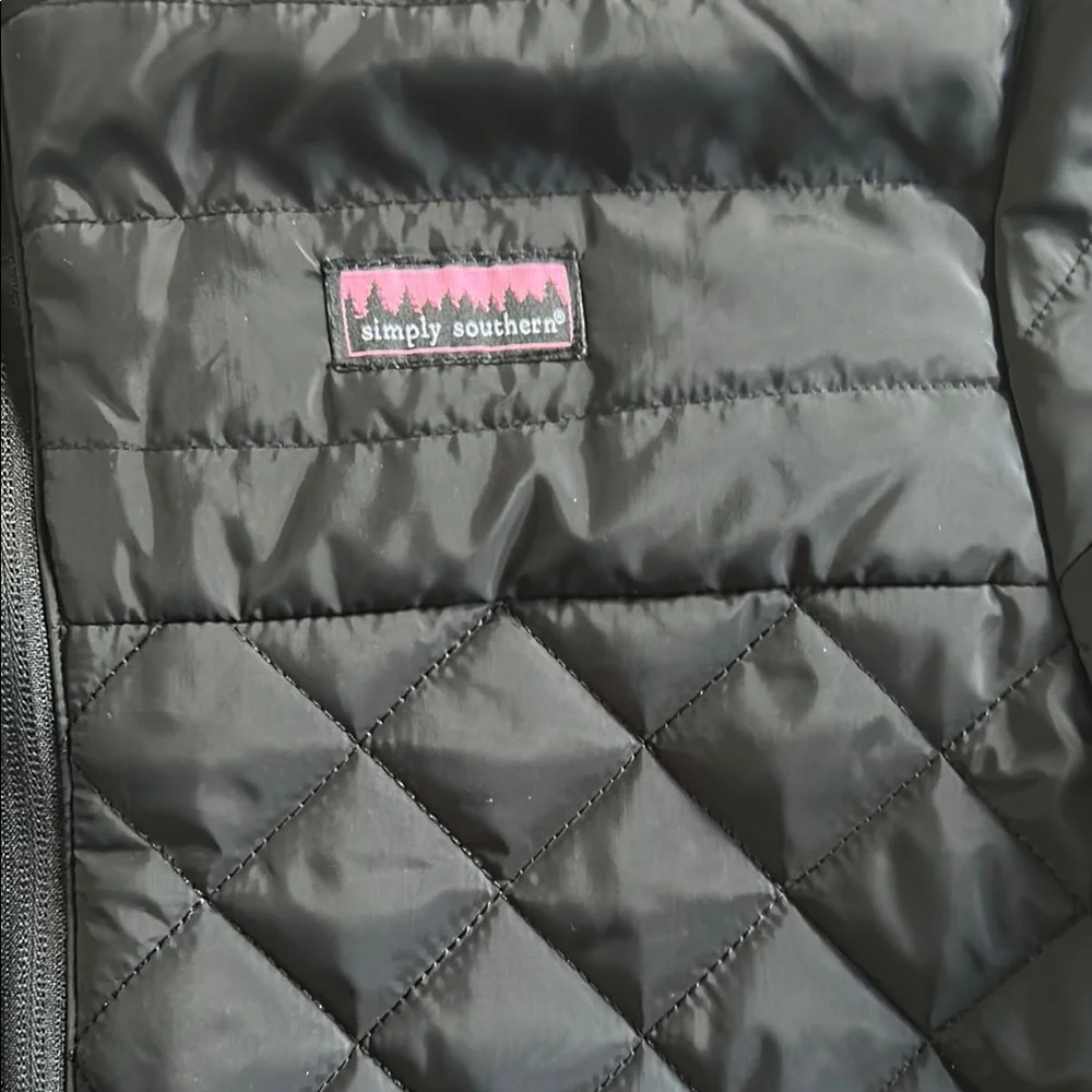 Simply Southern Black Quilted Jacket | Women’s Size XL | Zip-Up Lightweight Coat - Picture 2 of 10
